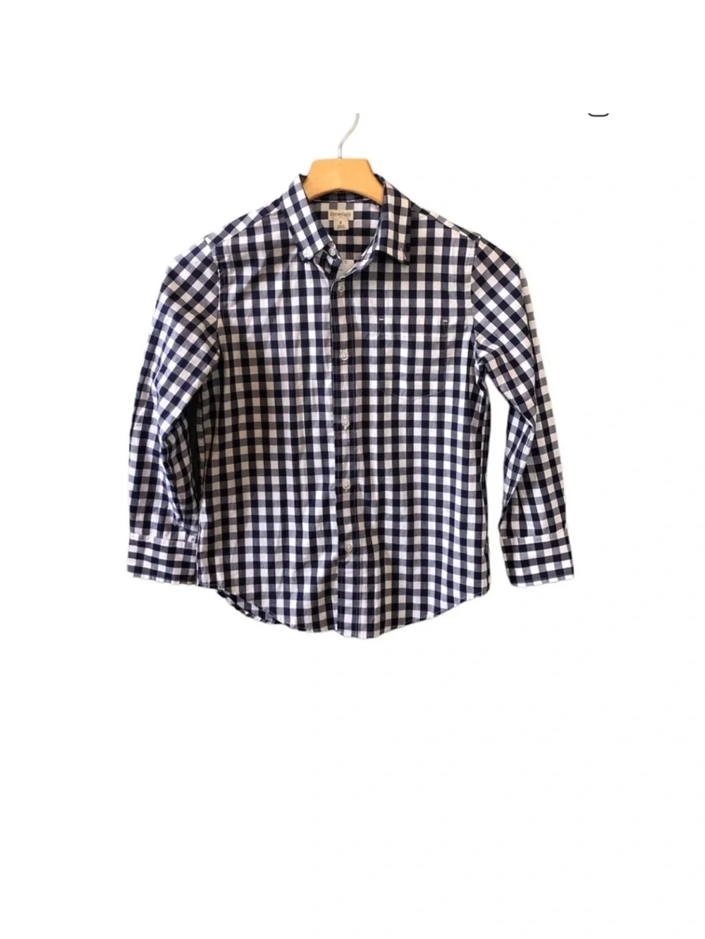 J. Crew Crewcuts Boys' Navy White Gingham Button Down Collared Shirt NWT 8